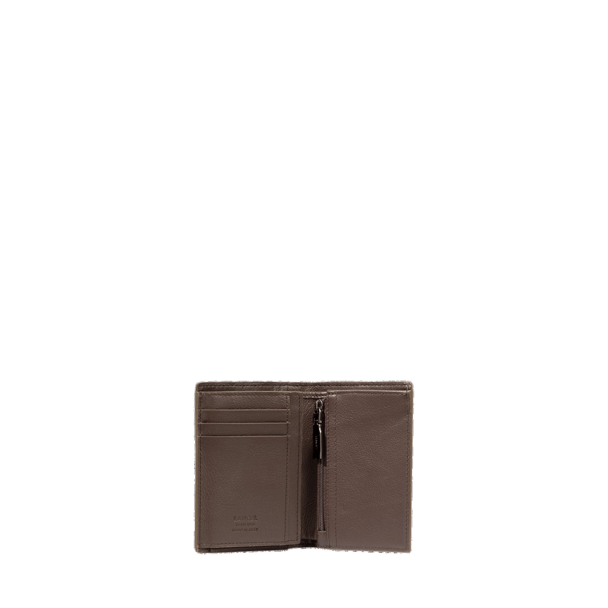 Portefeuille à 9 fentes Neo Nomade en cuir grainé - Chocolat