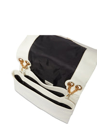 Sac à rabat Billie en cuir matelassé - Neige