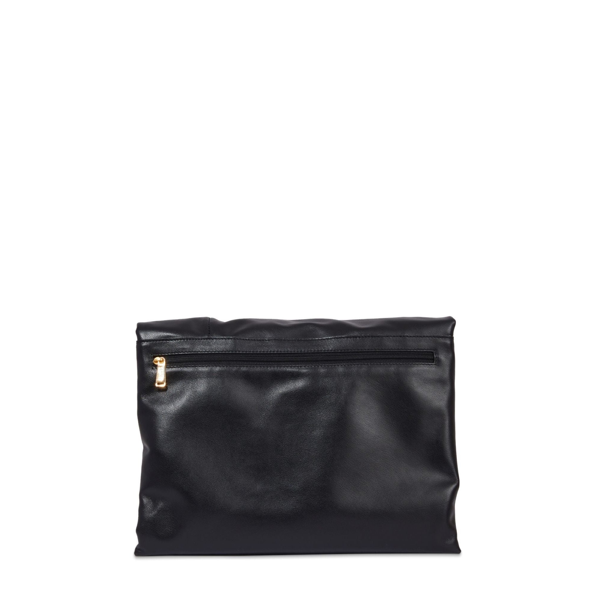 Grand sac à rabat Billie en cuir grainé - Noir