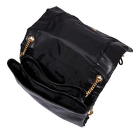 Grand sac à rabat Billie en cuir grainé - Noir