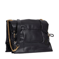Grand sac à rabat Billie en cuir grainé - Noir
