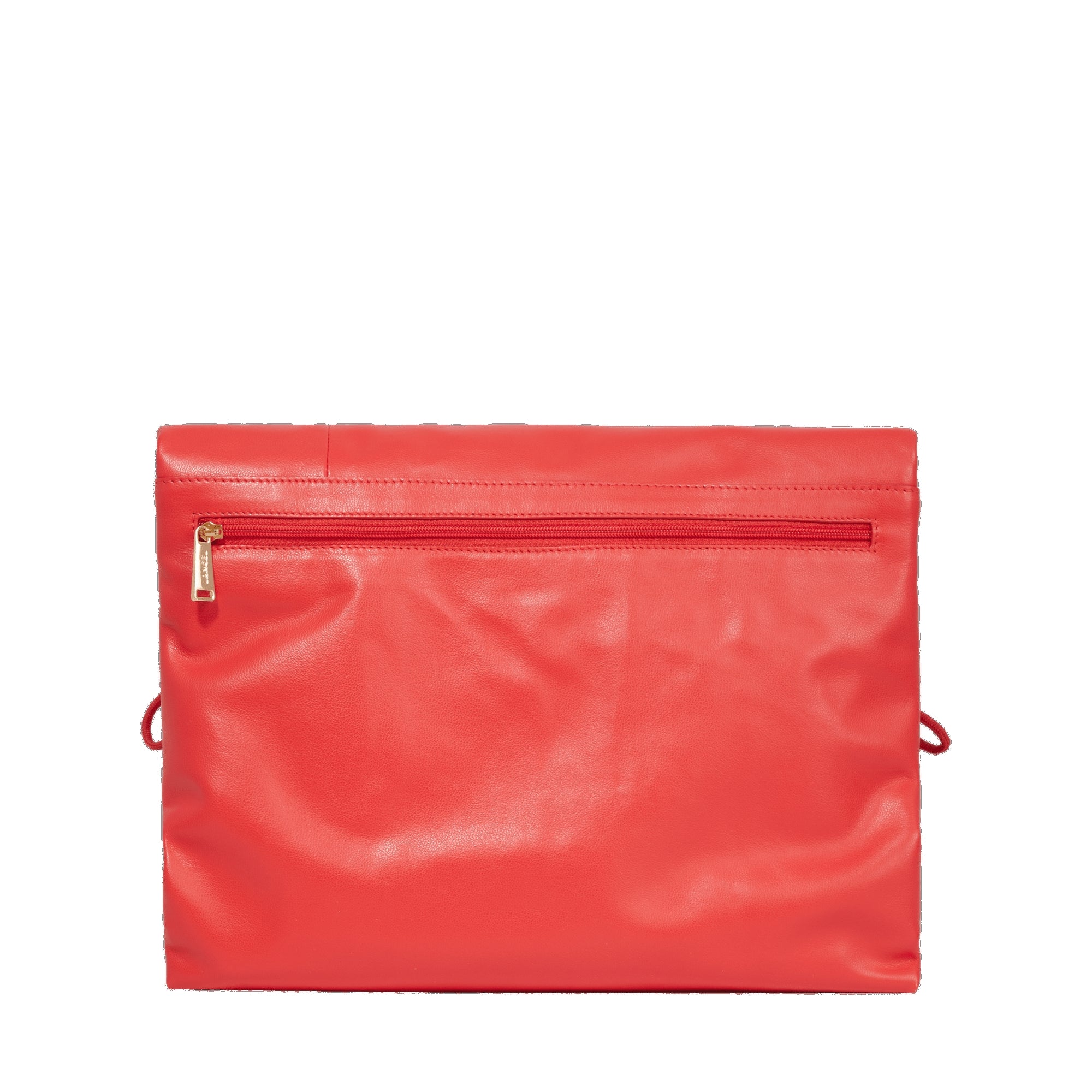 Grand sac à rabat Billie en cuir matelassé - Tomate
