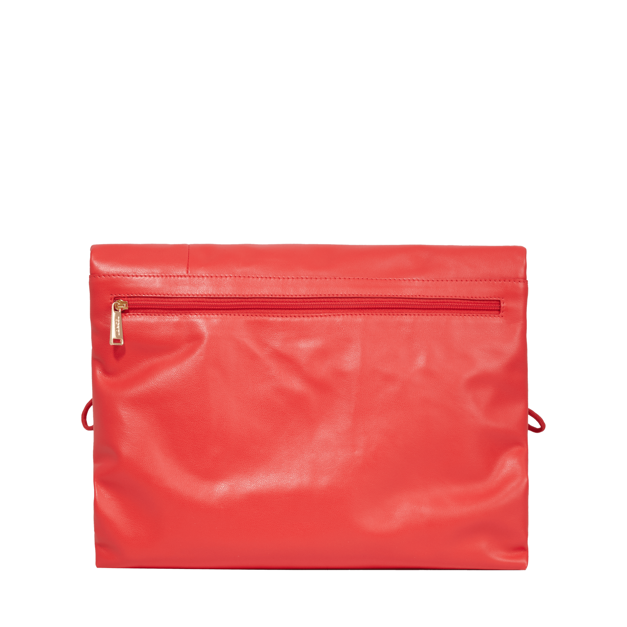Grand sac à rabat Billie en cuir matelassé - Tomate