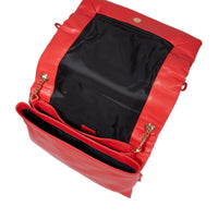 Grand sac à rabat Billie en cuir matelassé - Tomate