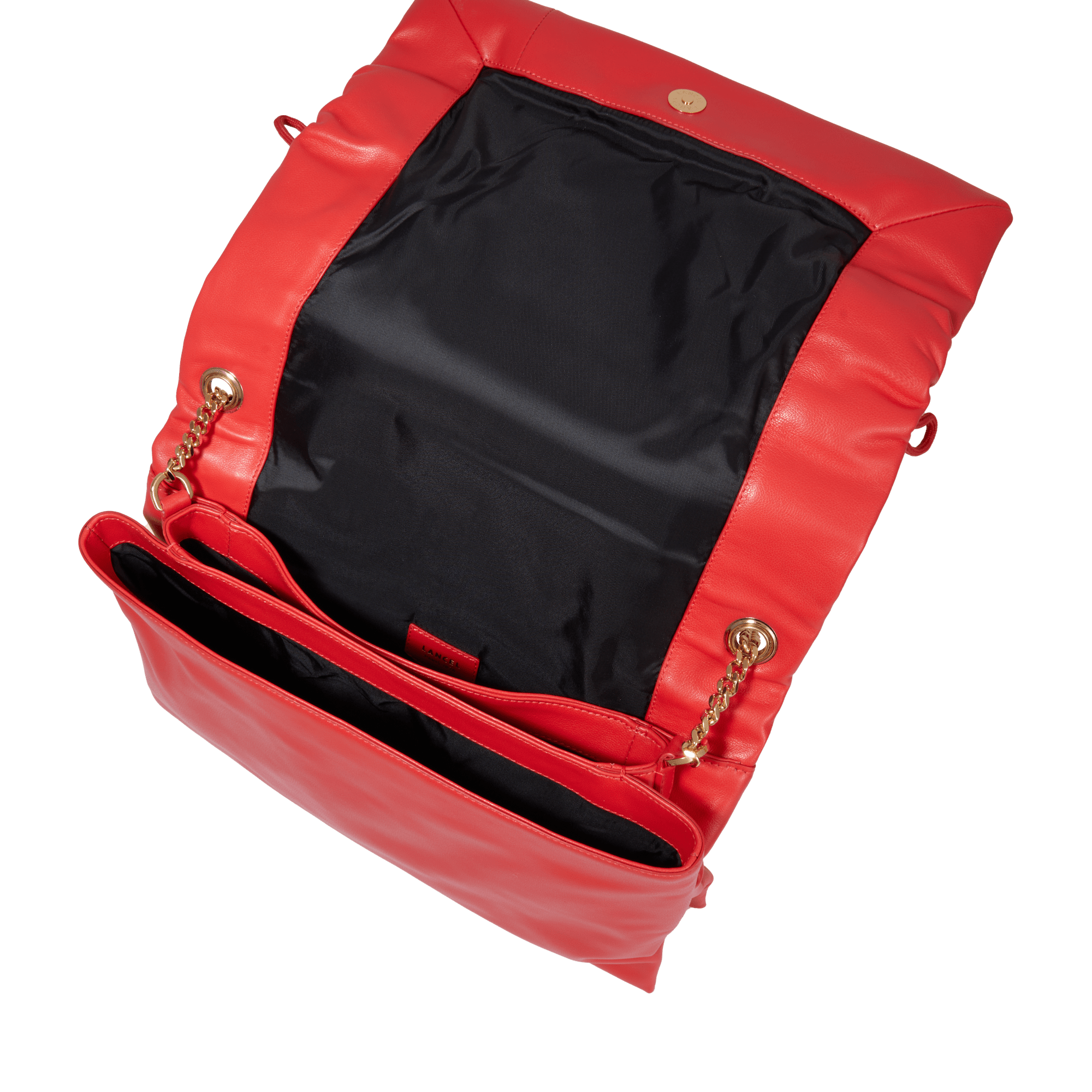 Grand sac à rabat Billie en cuir matelassé - Tomate