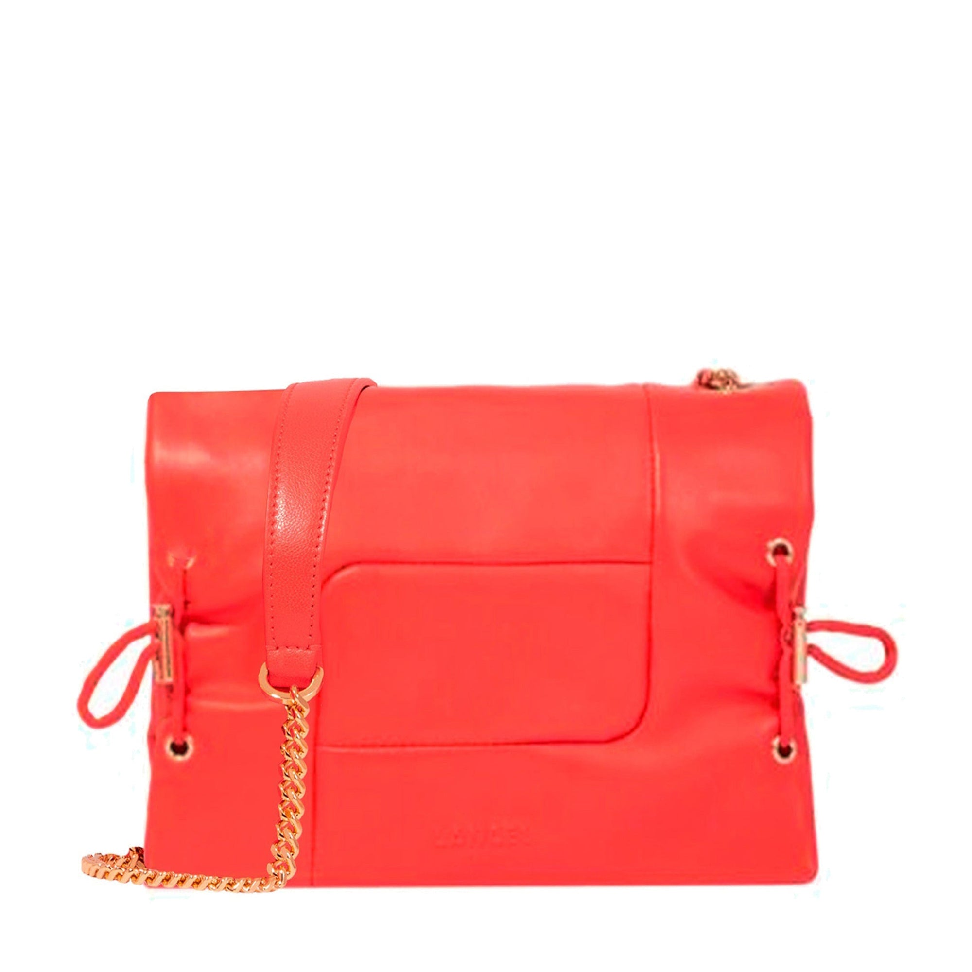 Grand sac à rabat Billie en cuir matelassé - Tomate