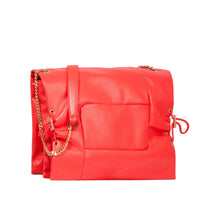 Grand sac à rabat Billie en cuir matelassé - Tomate