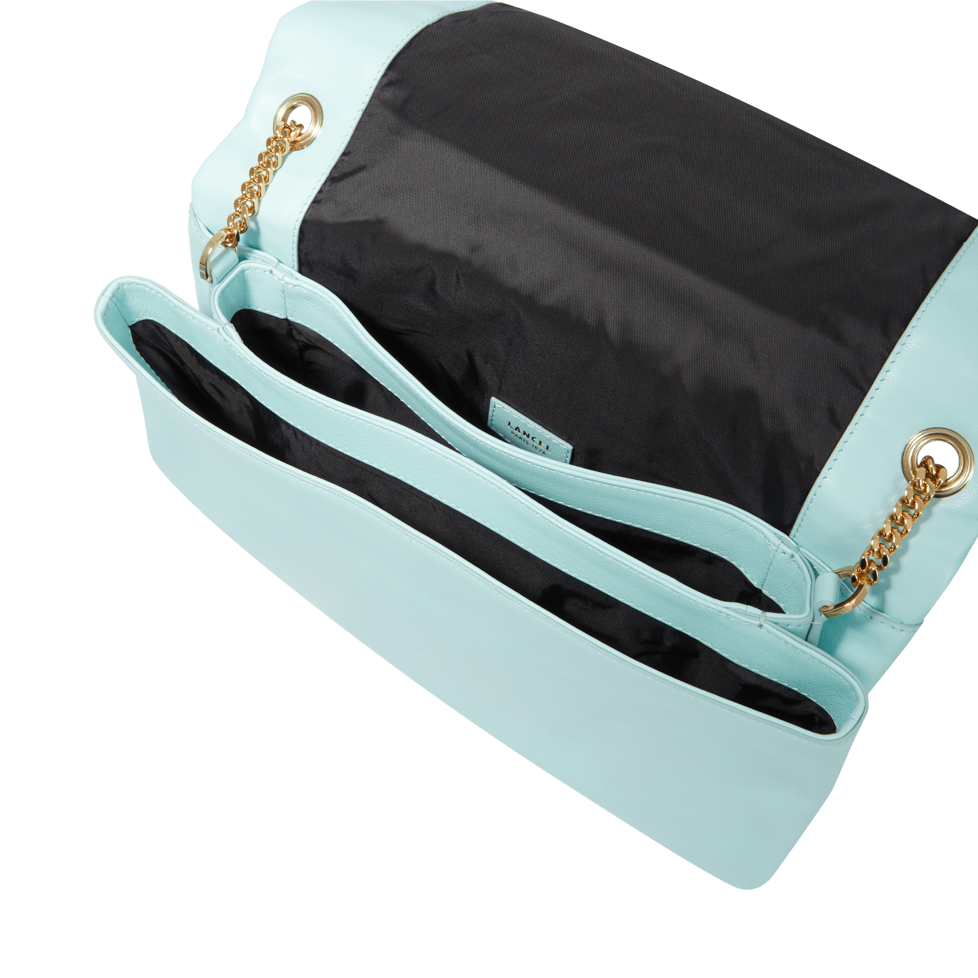 Grand sac à rabat Billie en cuir matelassé - Menthe