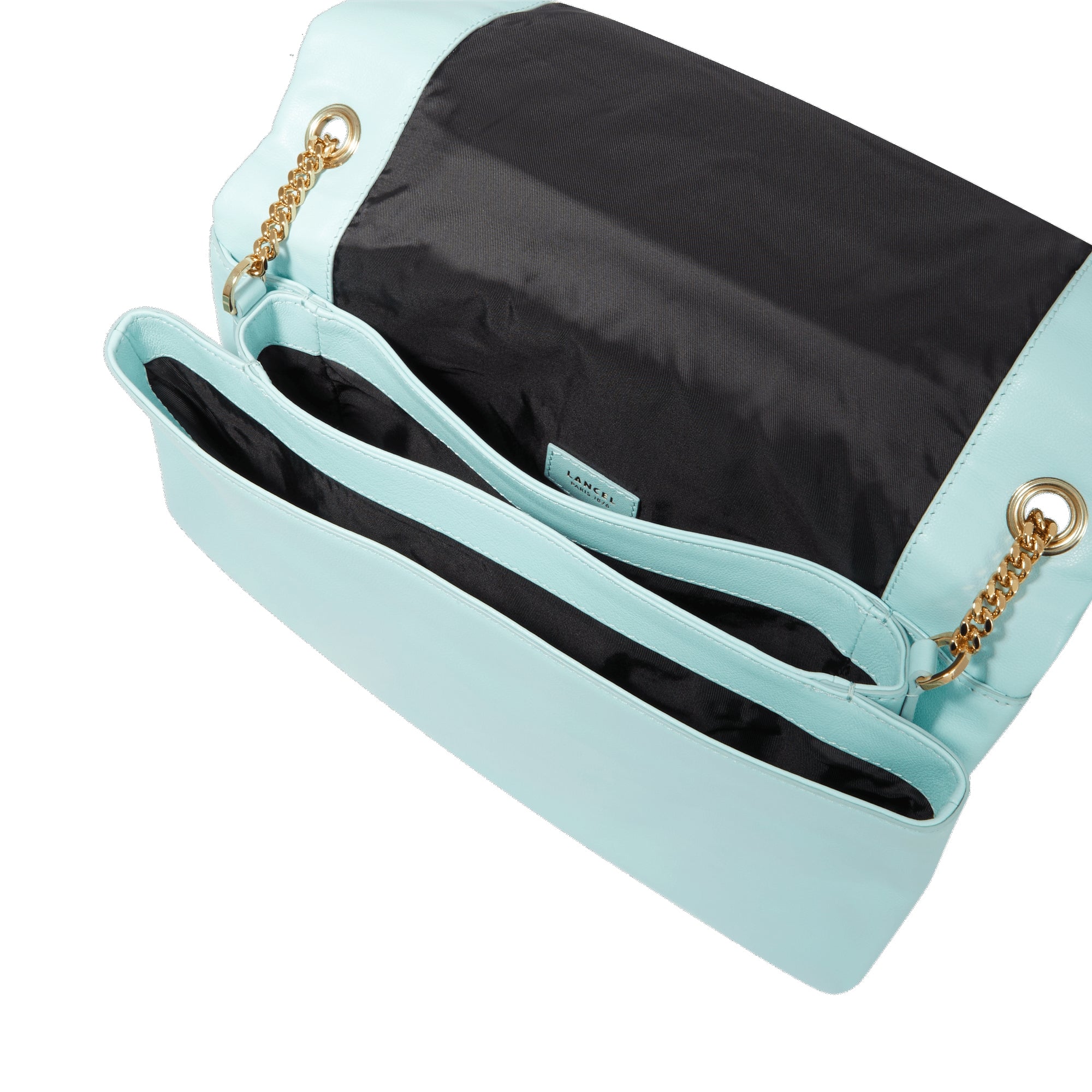 Grand sac à rabat Billie en cuir matelassé - Menthe