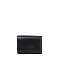 Portefeuille rectangulaire rabat Billie en cuir - Noir