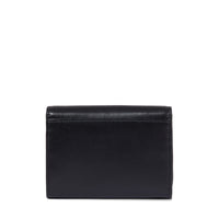 Portefeuille rectangulaire rabat Billie en cuir - Noir