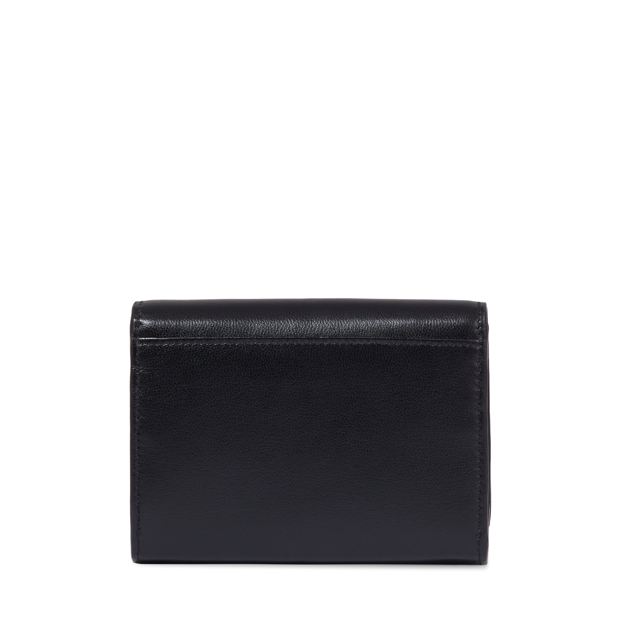 Portefeuille rectangulaire rabat Billie en cuir - Noir