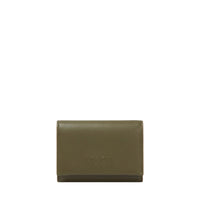 Portefeuille rectangulaire rabat Billie en cuir - Kaki