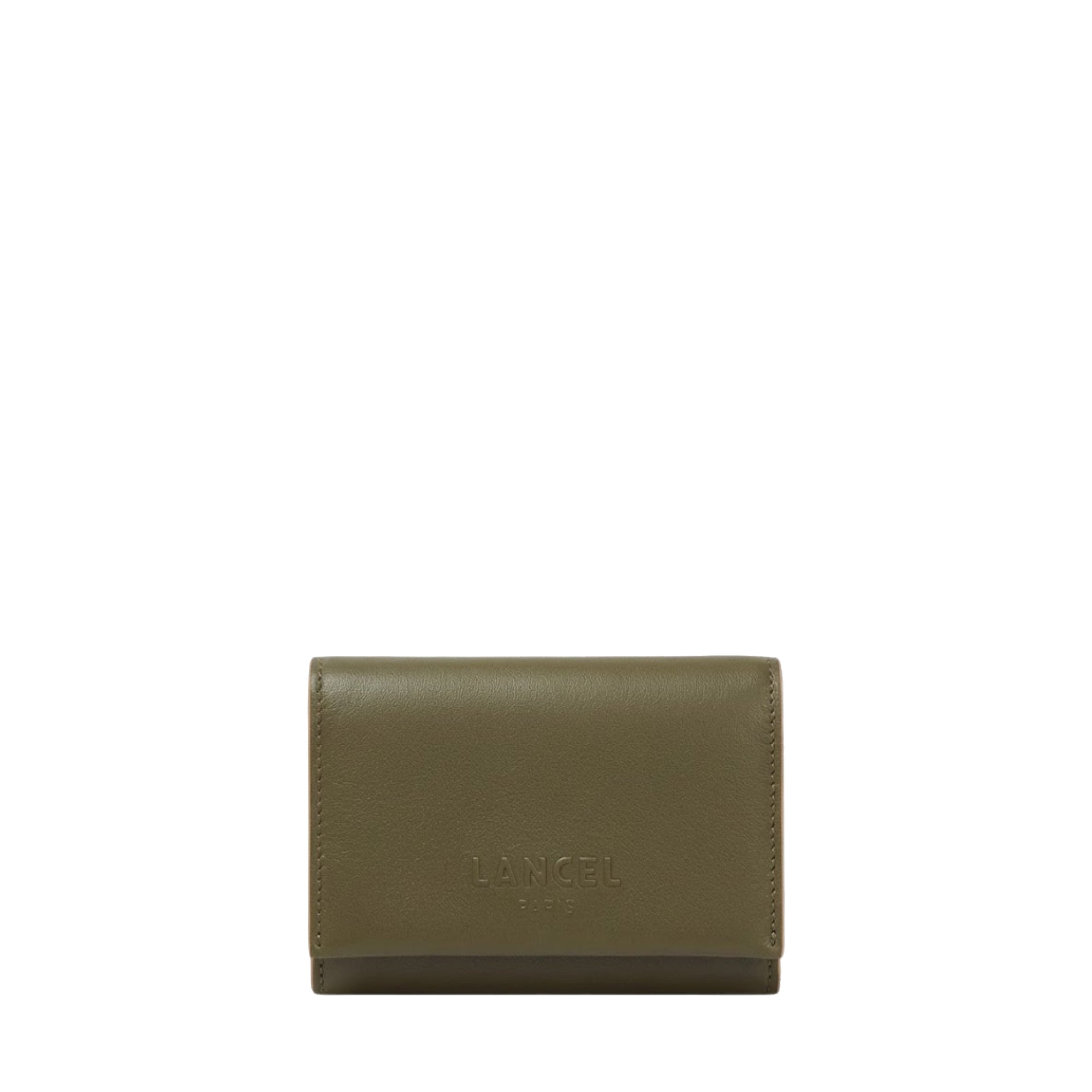Portefeuille rectangulaire rabat Billie en cuir - Kaki