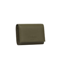 Portefeuille rectangulaire rabat Billie en cuir - Kaki