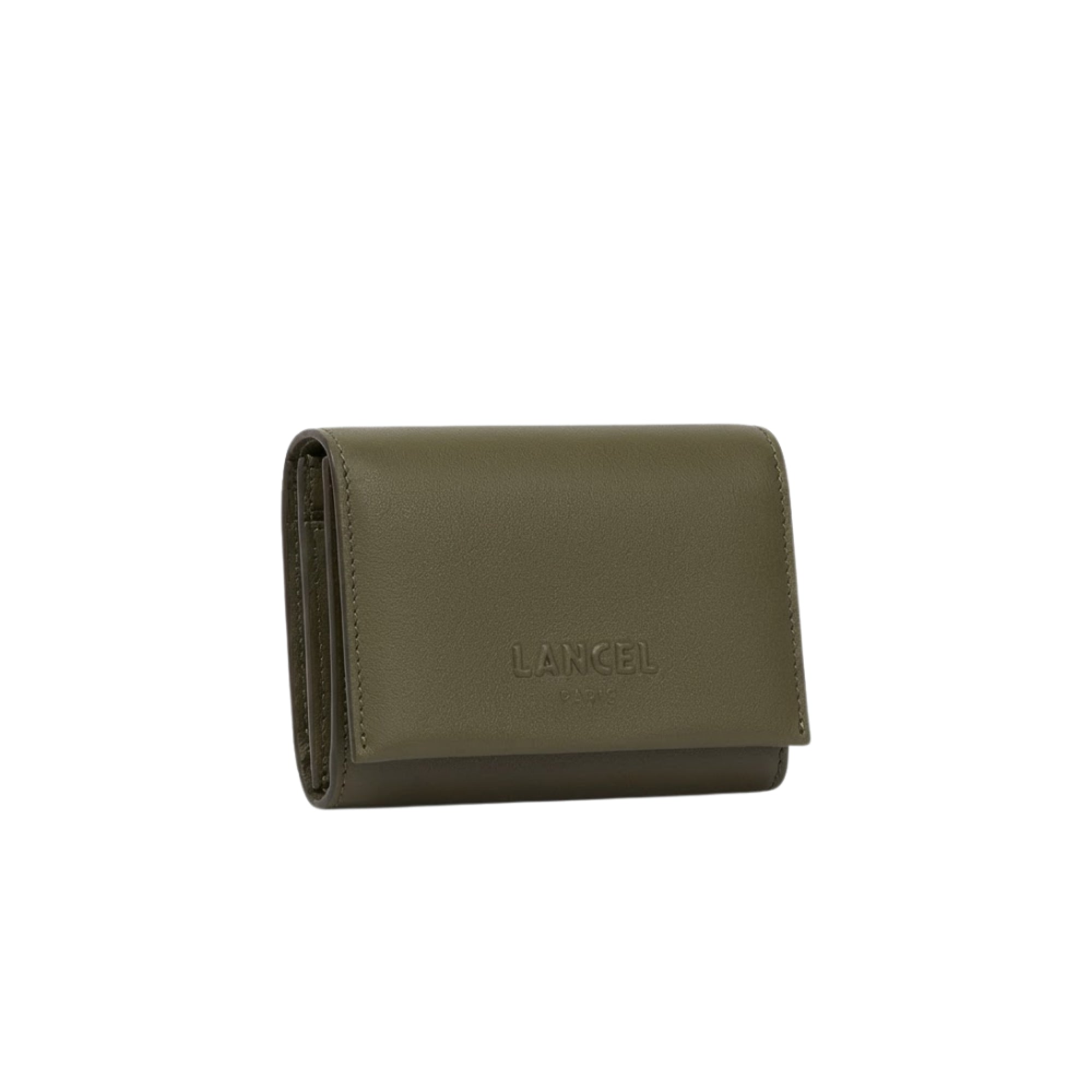 Portefeuille rectangulaire rabat Billie en cuir - Kaki