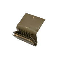 Portefeuille rectangulaire rabat Billie en cuir - Kaki