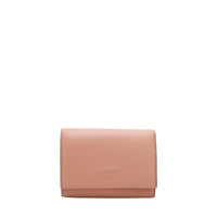 Portefeuille rectangulaire Billie à rabat en cuir lisse - Nude