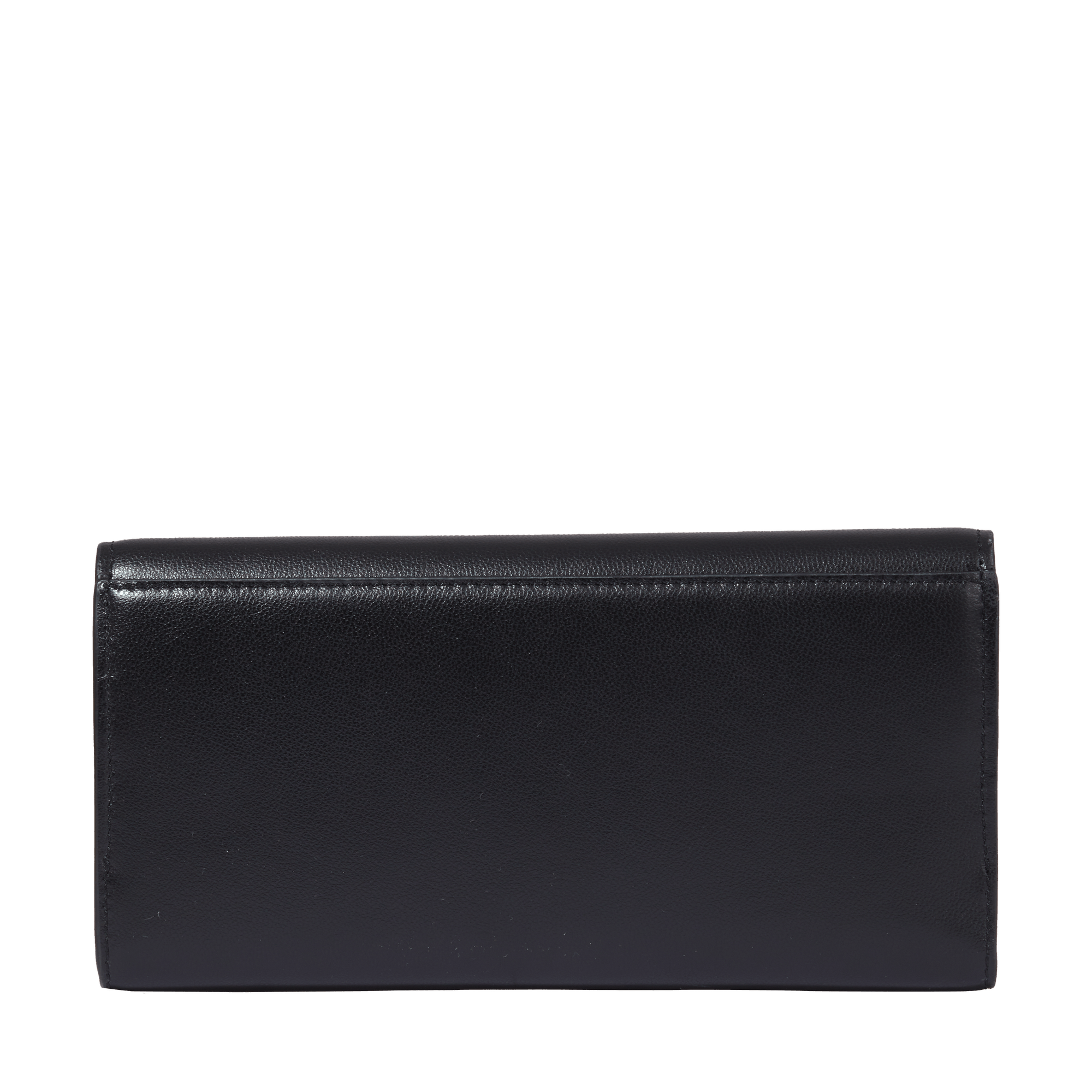 Portefeuille long rabat Billie en cuir grainé - Noir