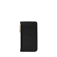Porte-cartes Billie à zip en cuir grainé - Noir