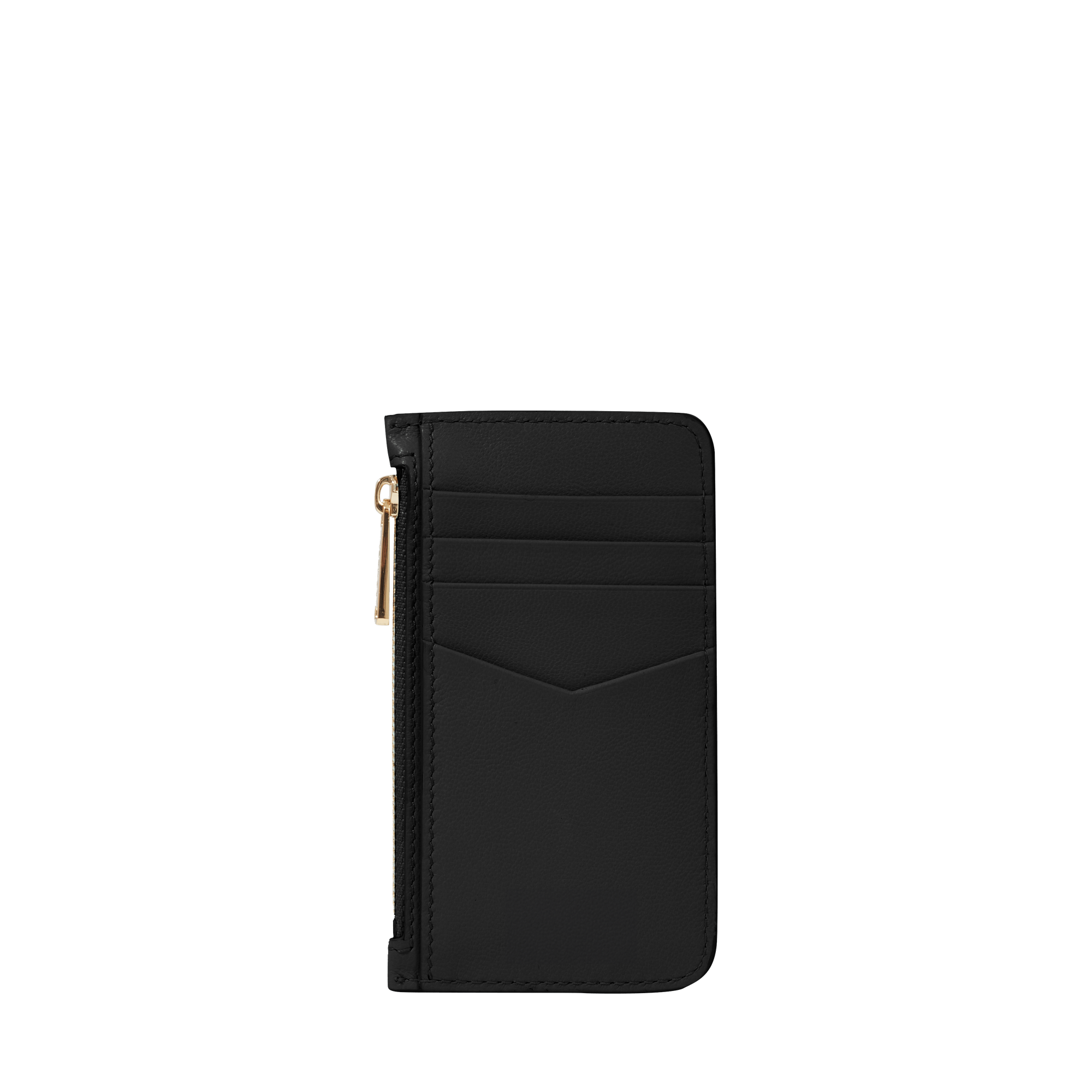 Porte-cartes Billie à zip en cuir grainé - Noir