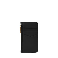 Porte-cartes Billie à zip en cuir grainé - Noir