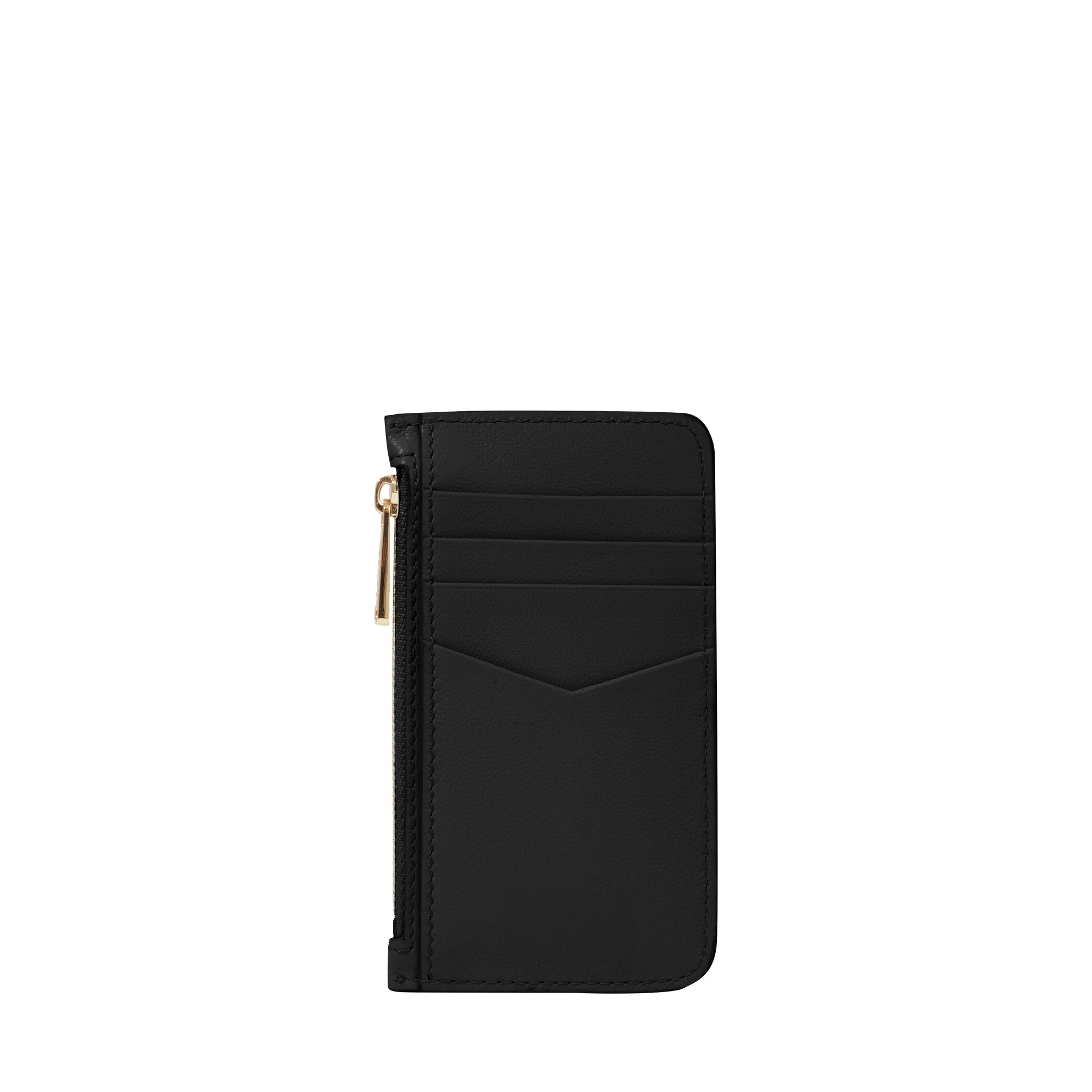 Porte-cartes Billie à zip en cuir grainé - Noir