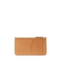 Porte-cartes Billie à zip en cuir grainé - Camel