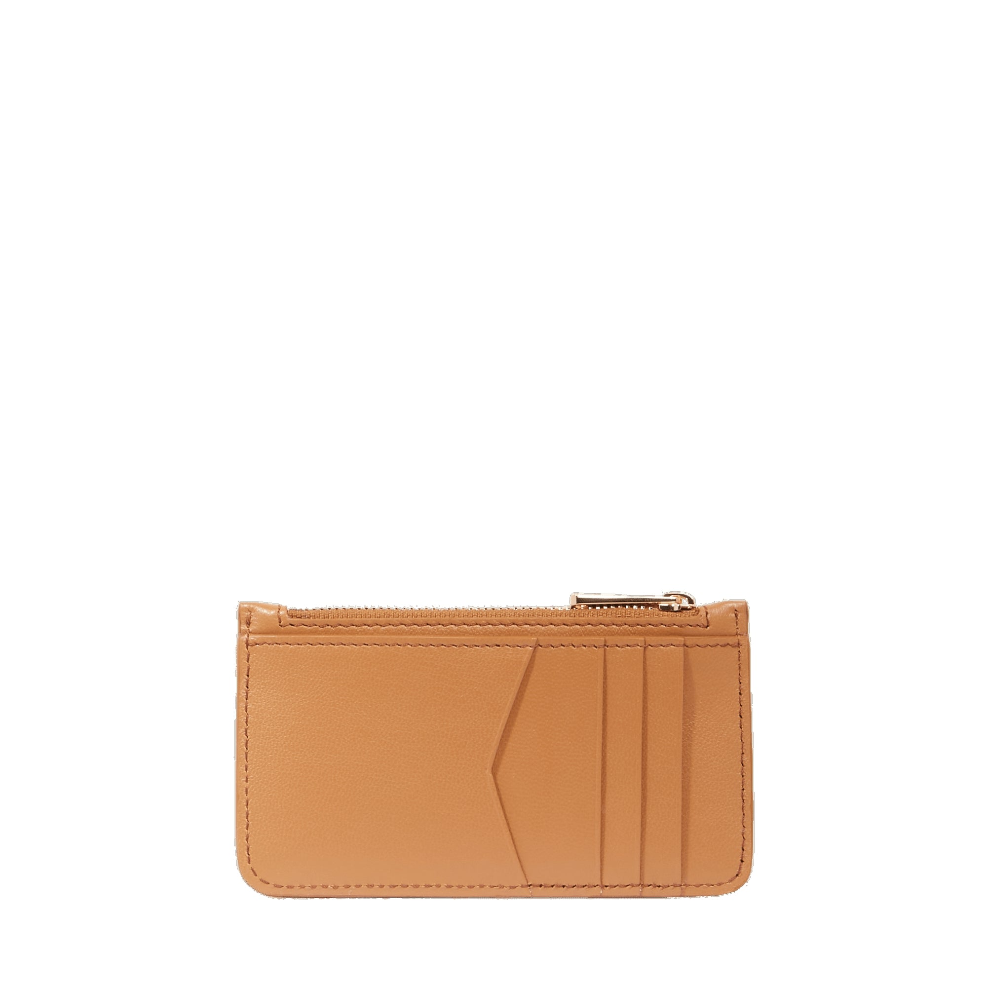Porte-cartes Billie à zip en cuir grainé - Camel