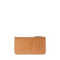 Porte-cartes Billie à zip en cuir grainé - Camel