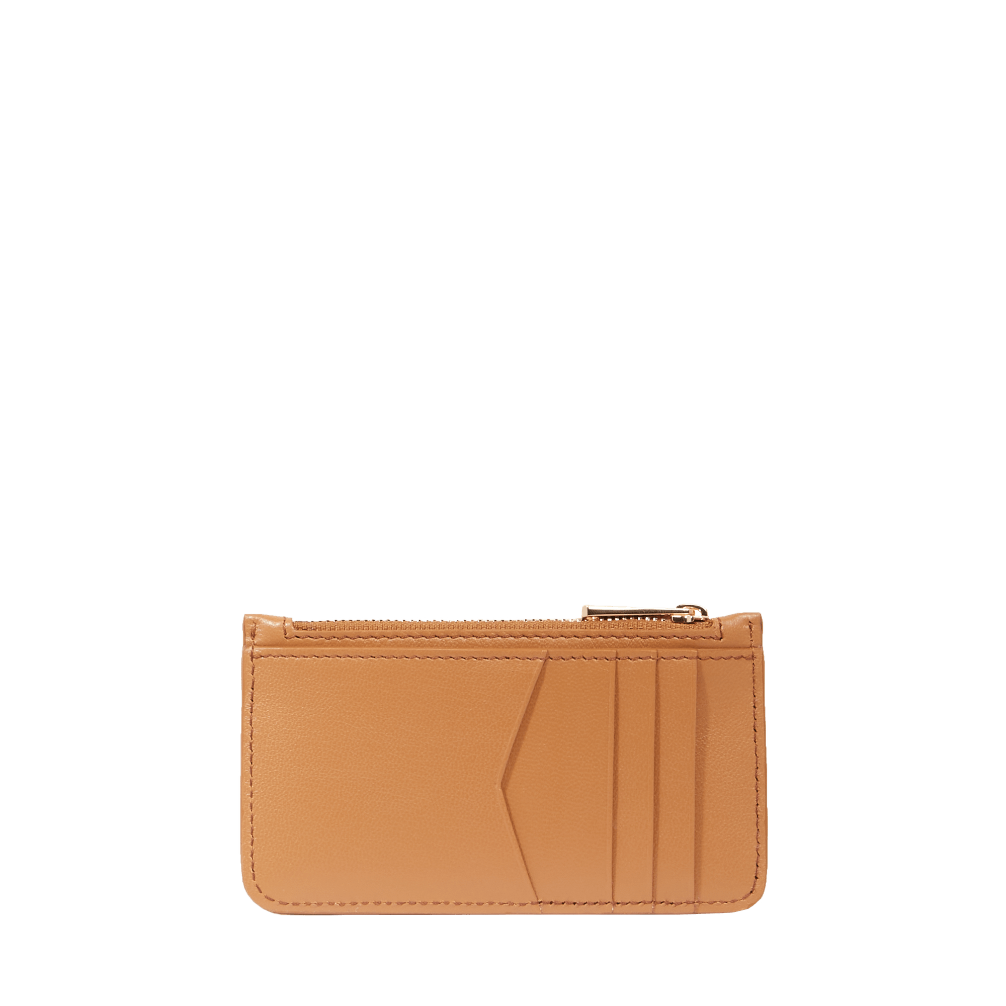 Porte-cartes Billie à zip en cuir grainé - Camel