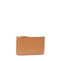 Porte-cartes Billie à zip en cuir grainé - Camel