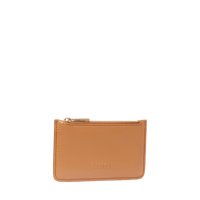 Porte-cartes Billie à zip en cuir grainé - Camel