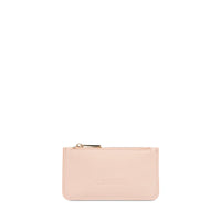 Porte-cartes Billie à zip en cuir lisse - Nude