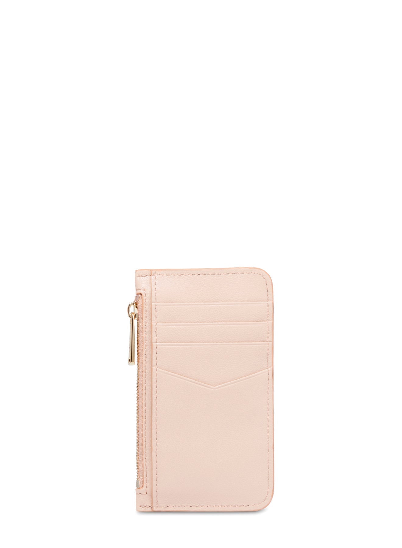 Porte-cartes Billie à zip en cuir lisse - Nude