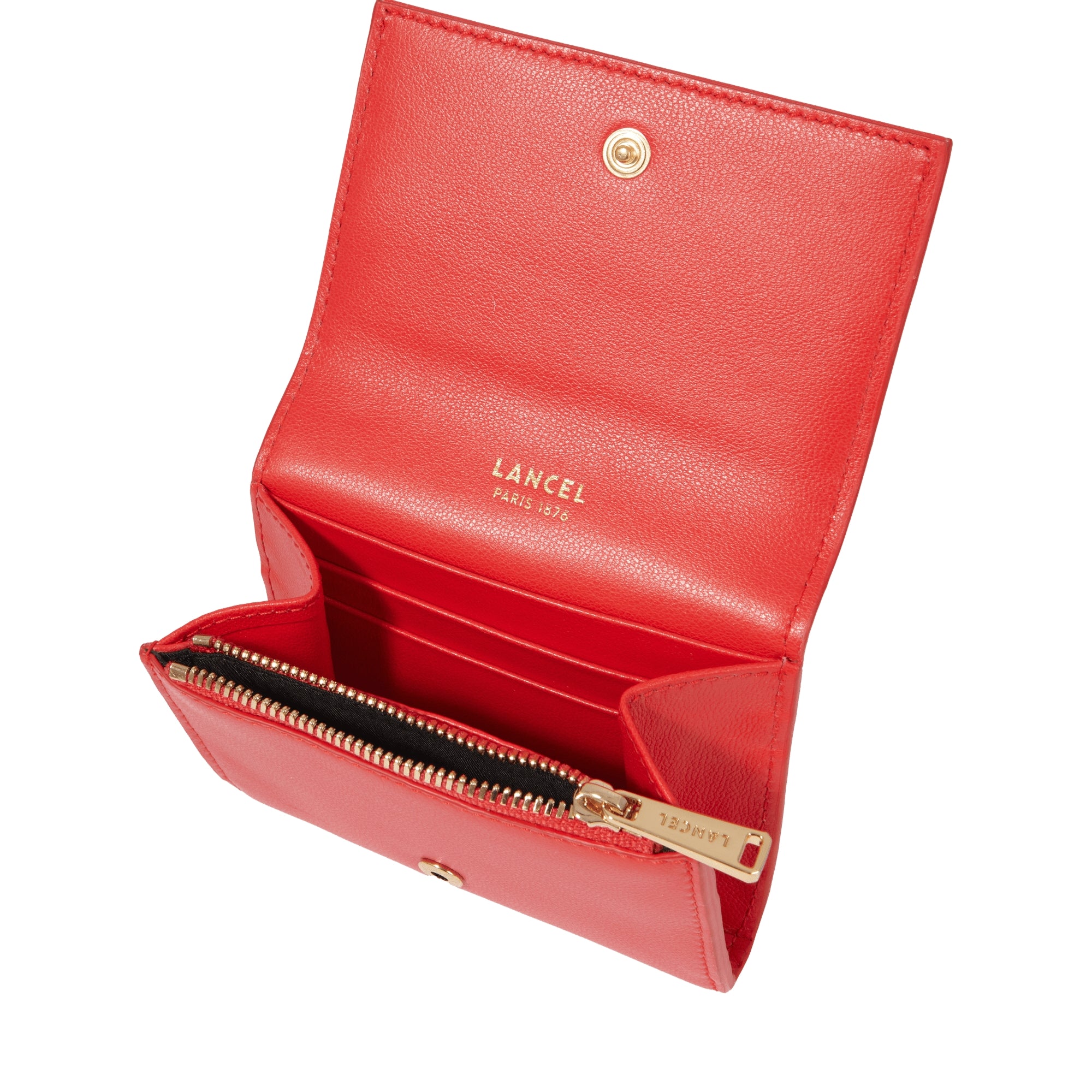 Mini portefeuille rabat Billie en cuir - Tomate