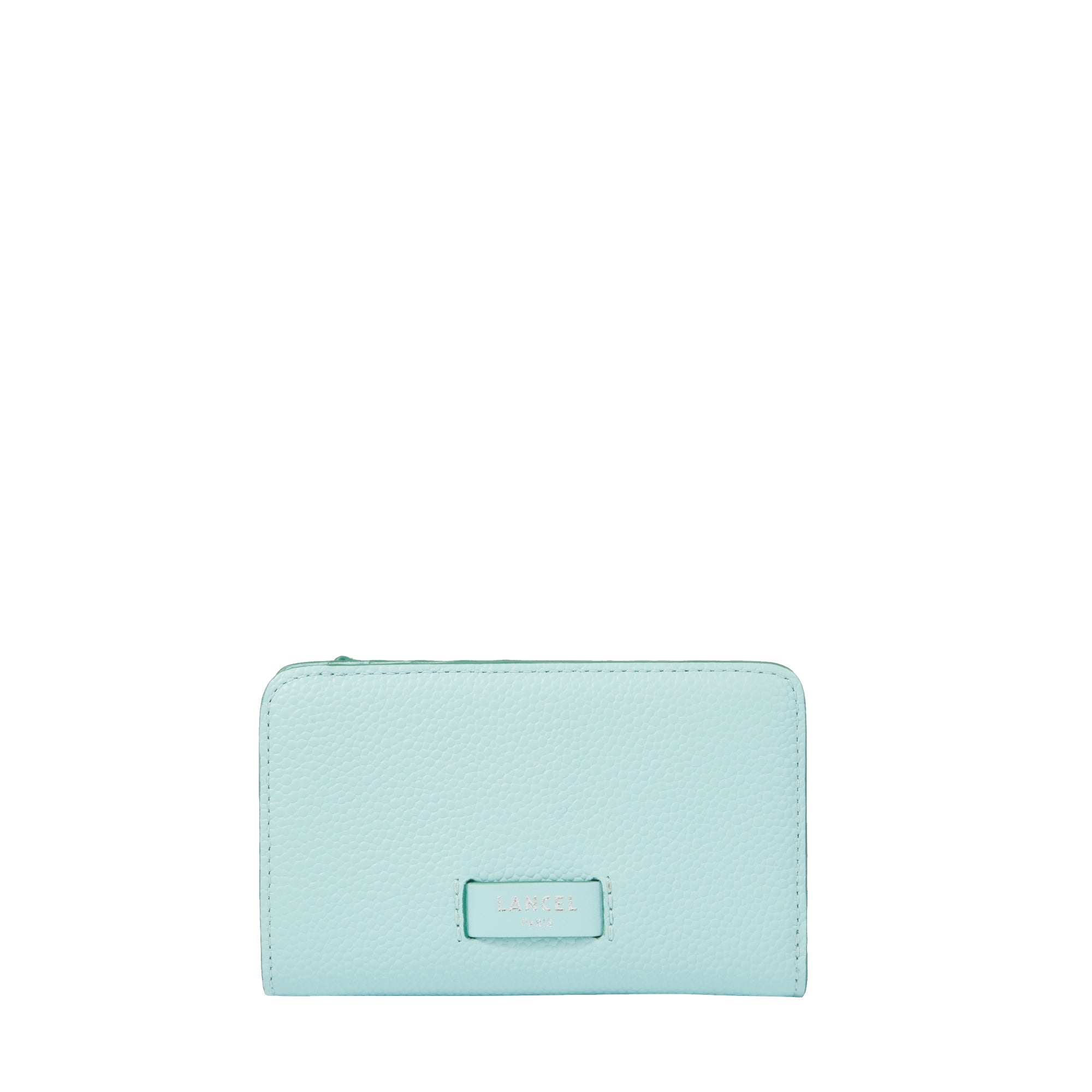 Portefeuille rectangulaire zippé Ninon en cuir grainé - Menthe & Emeraude