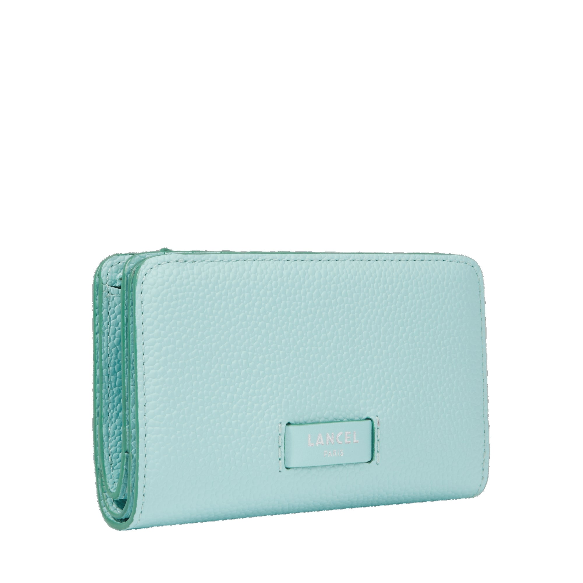 Portefeuille rectangulaire zippé Ninon en cuir grainé - Menthe & Emeraude