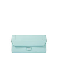 Portefeuille long rabat Ninon en cuir grainé - Menthe & Emeraude