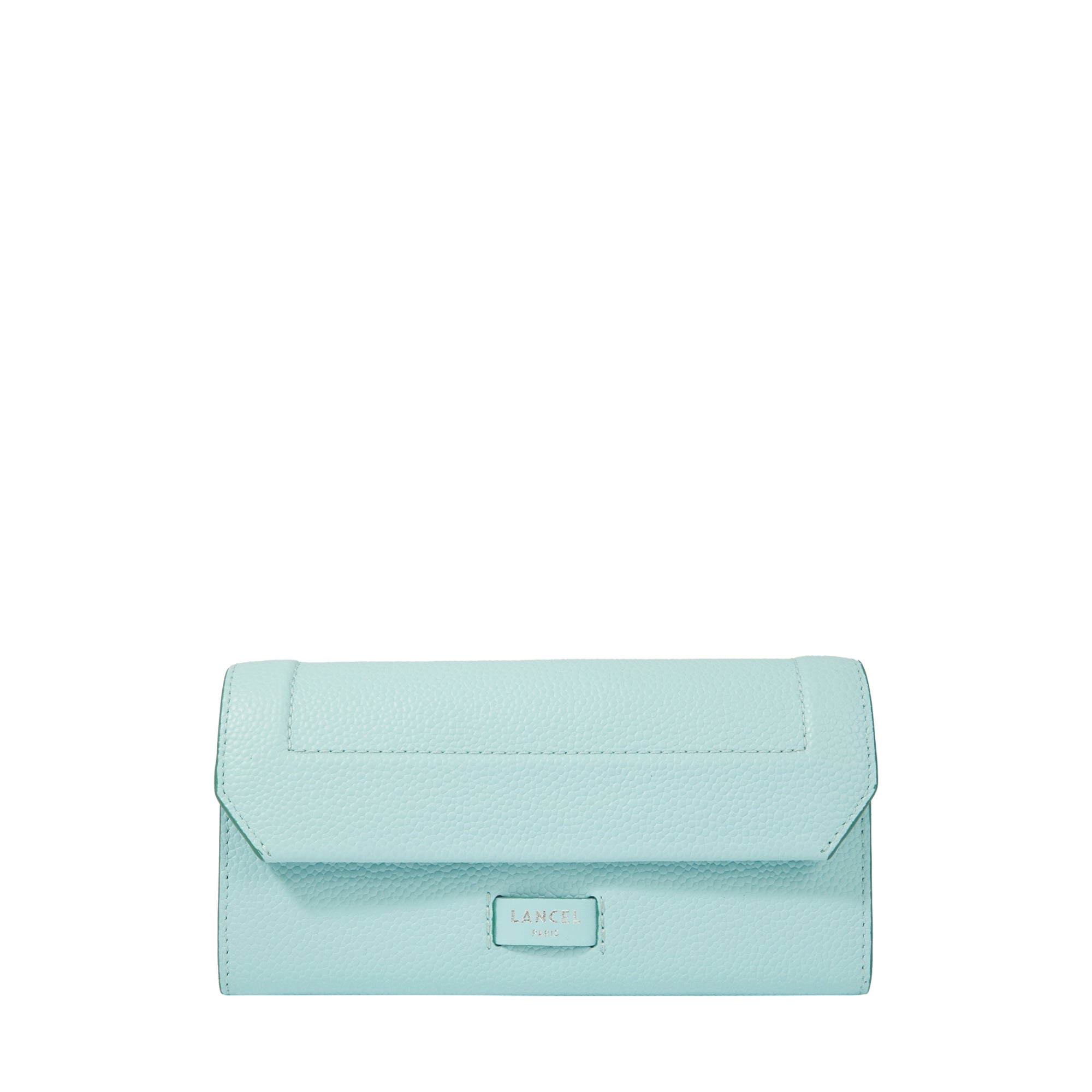 Portefeuille long rabat Ninon en cuir grainé - Menthe & Emeraude