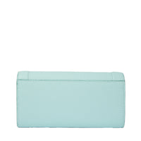 Portefeuille long rabat Ninon en cuir grainé - Menthe & Emeraude