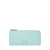 Portefeuille long zippé Ninon en cuir grainé - Menthe & Emeraude