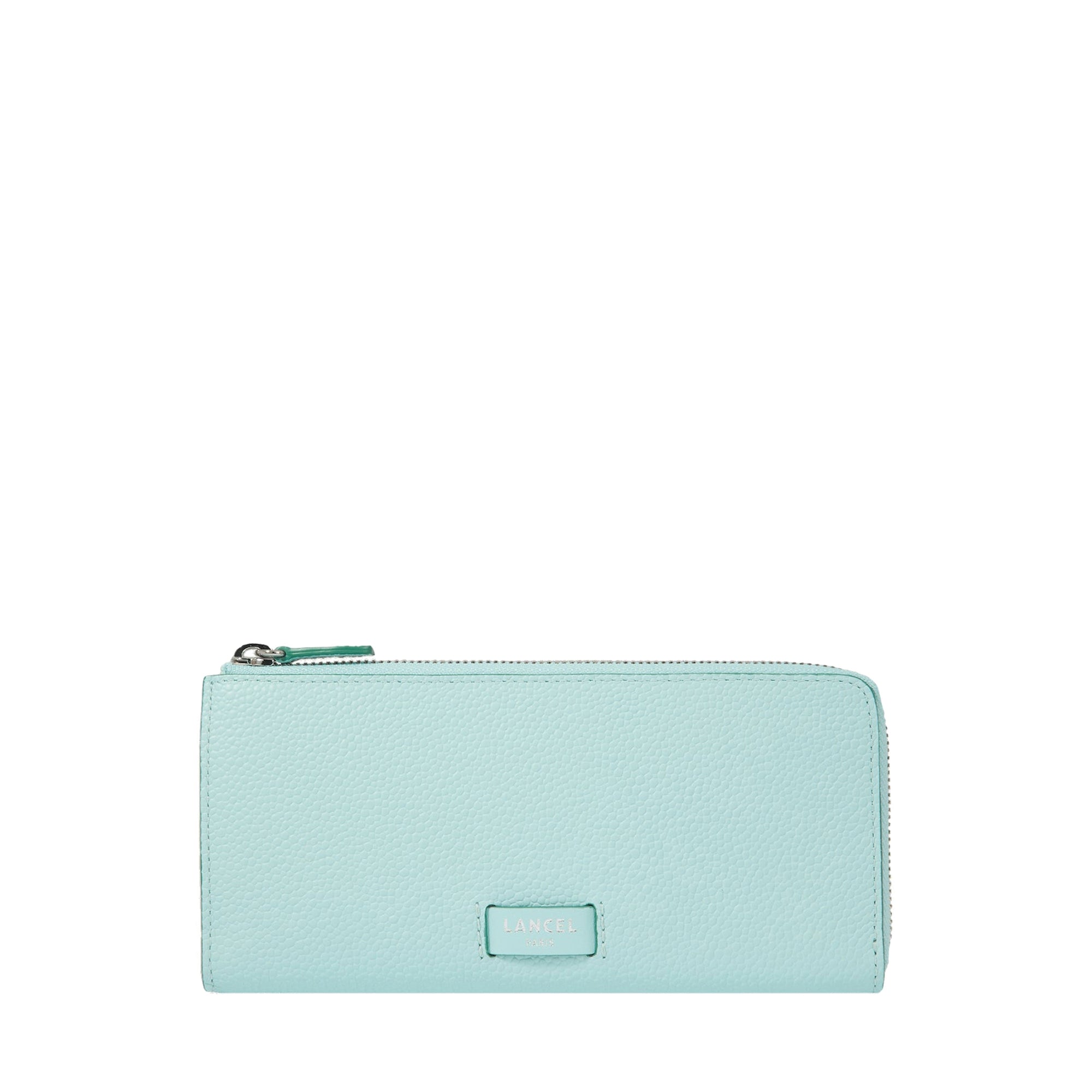 Portefeuille long zippé Ninon en cuir grainé - Menthe & Emeraude