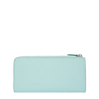 Portefeuille long zippé Ninon en cuir grainé - Menthe & Emeraude