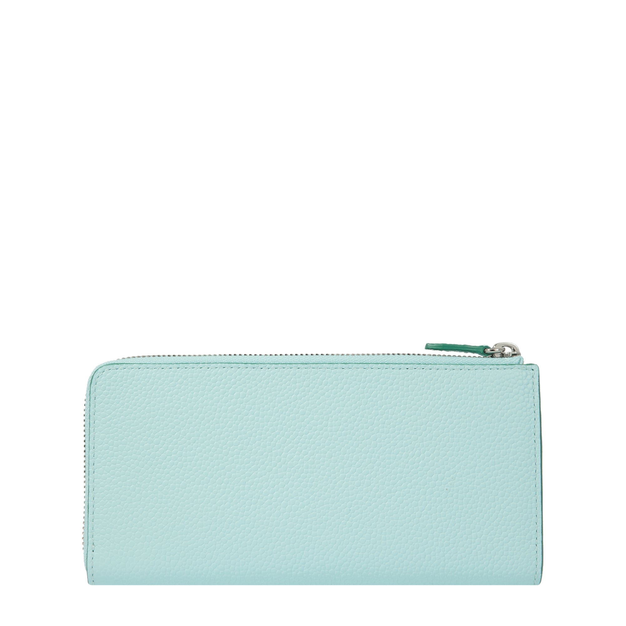 Portefeuille long zippé Ninon en cuir grainé - Menthe & Emeraude