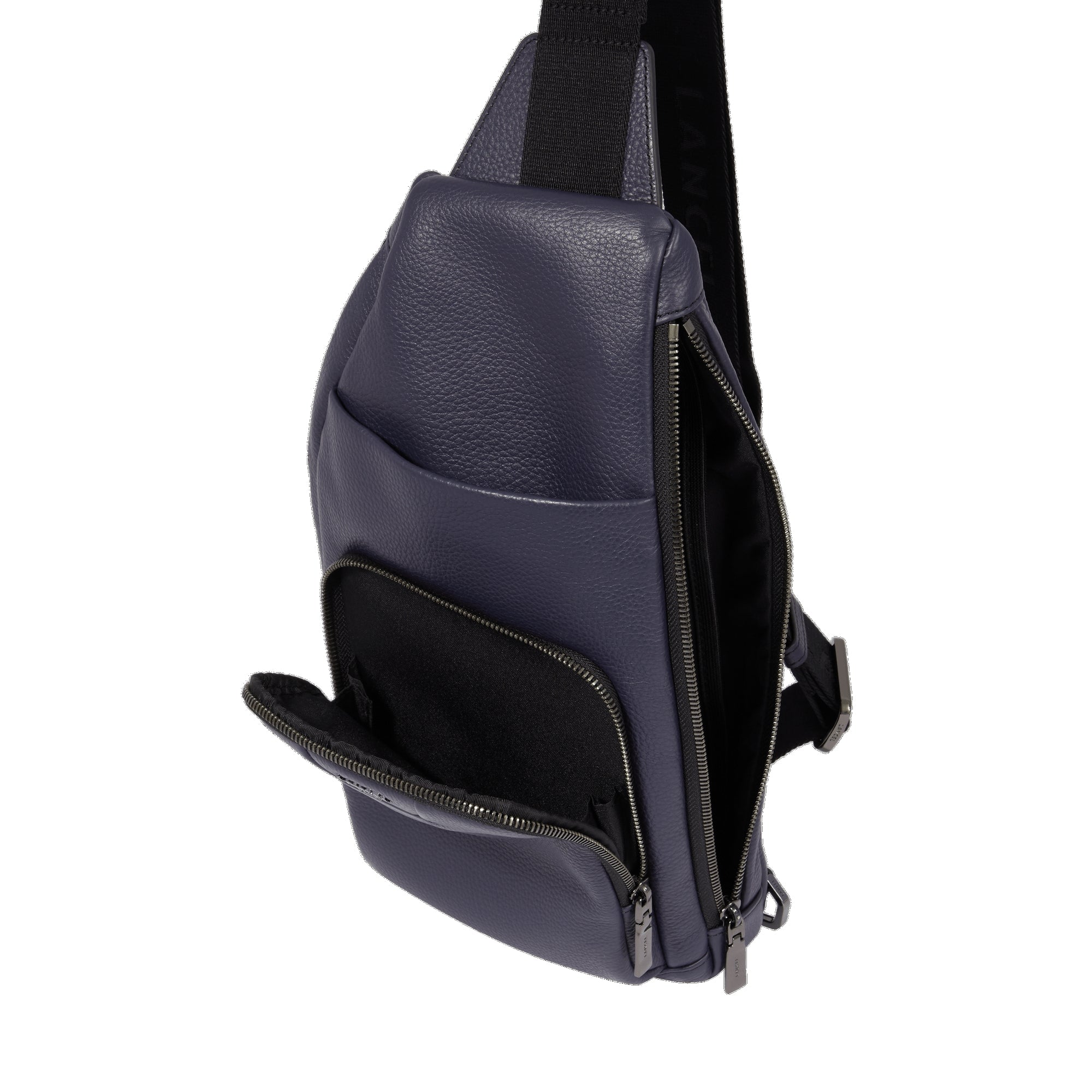 Come shoulder bag in grained leather - Navy Blue