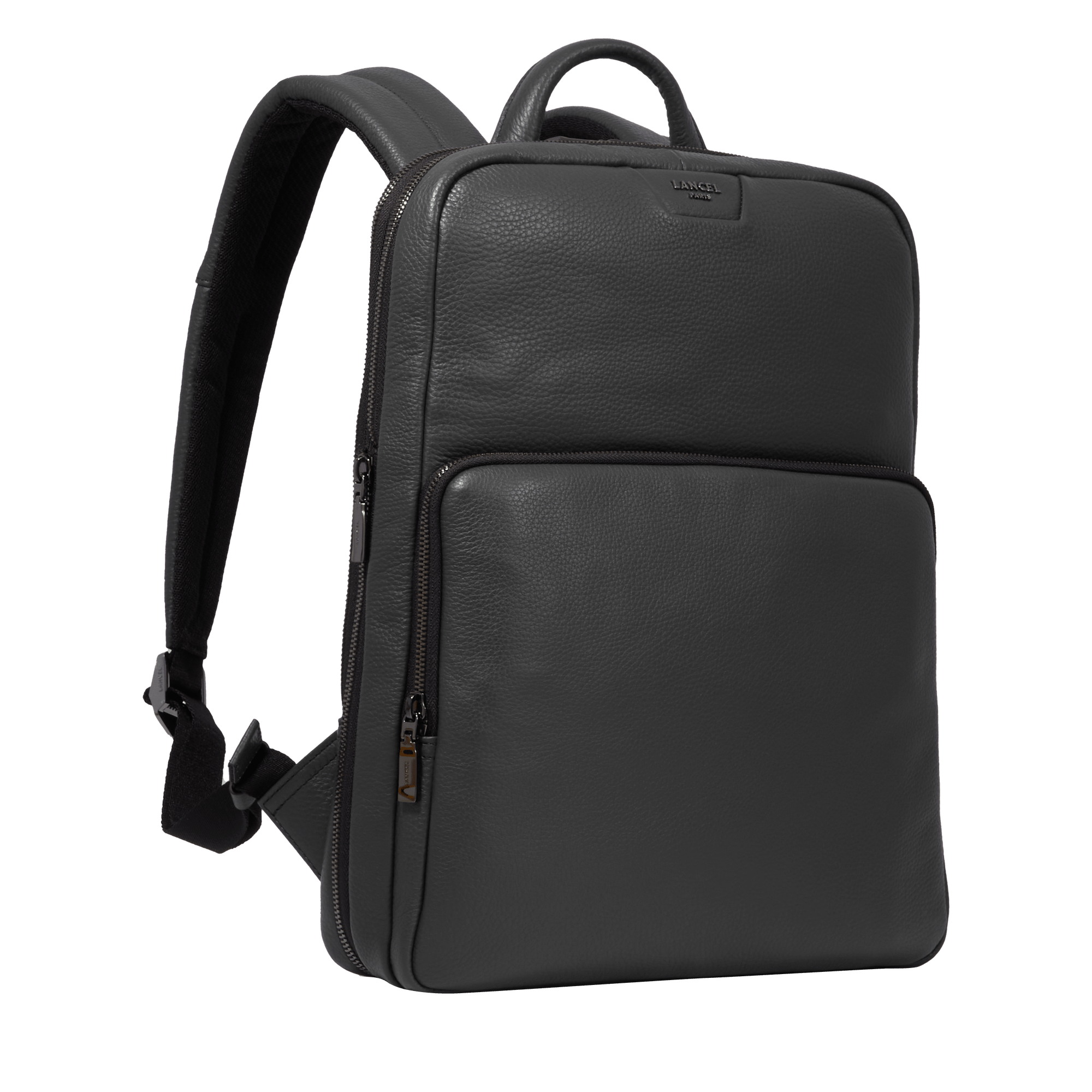Sac à dos extensible zippé Come en cuir grainé - Noir