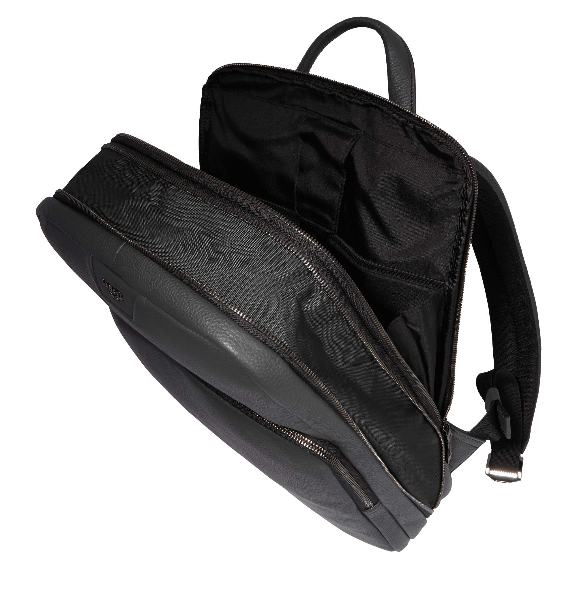 Sac à dos extensible zippé Come en cuir grainé - Noir