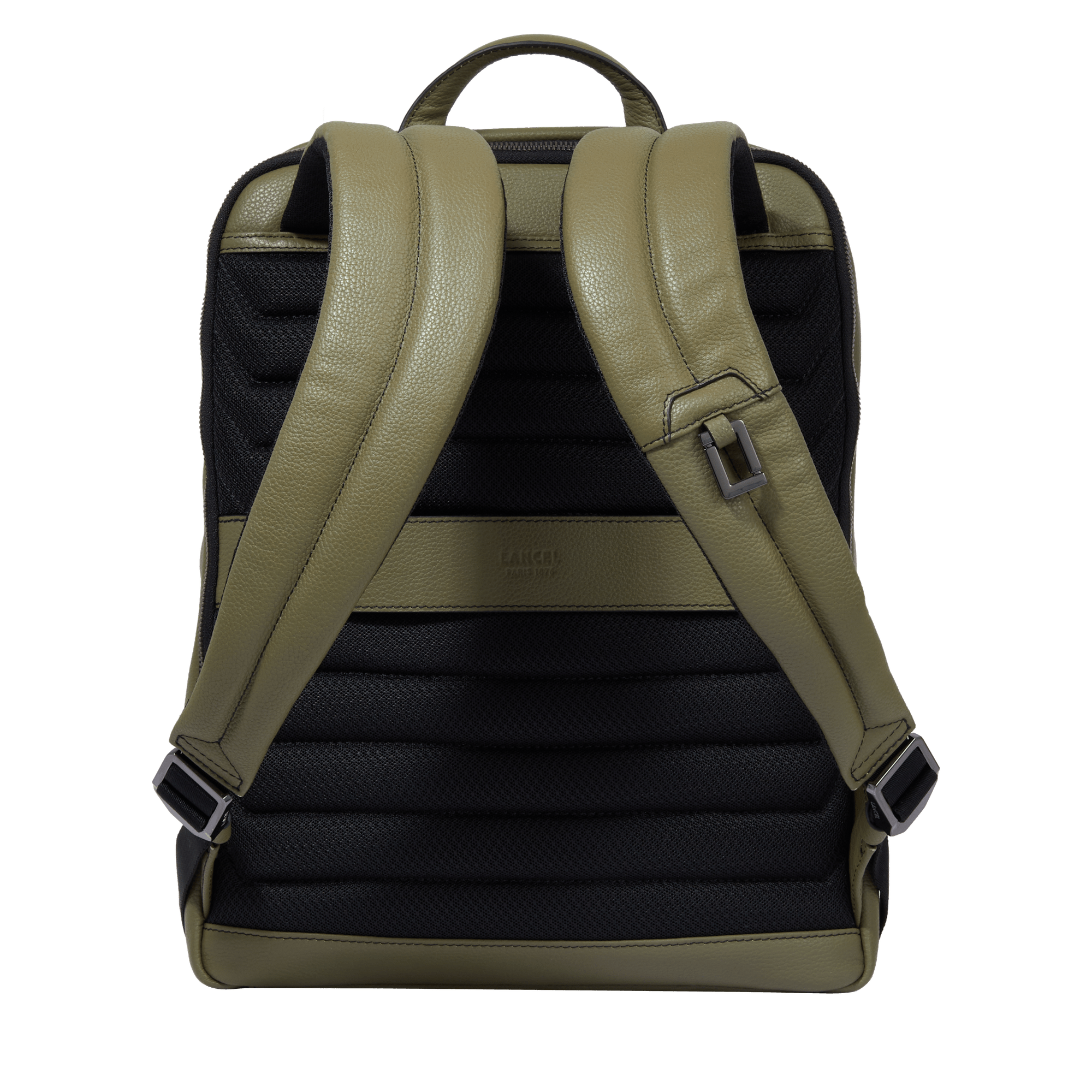 Sac à dos Côme 2 zip en cuir grainé - Kaki foncéoncé