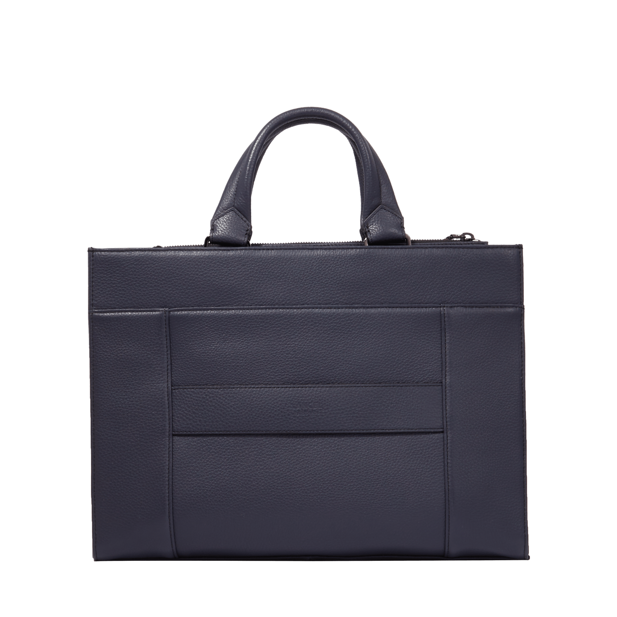 Porte-documents cabas Côme en cuir grainé - Bleu Marine